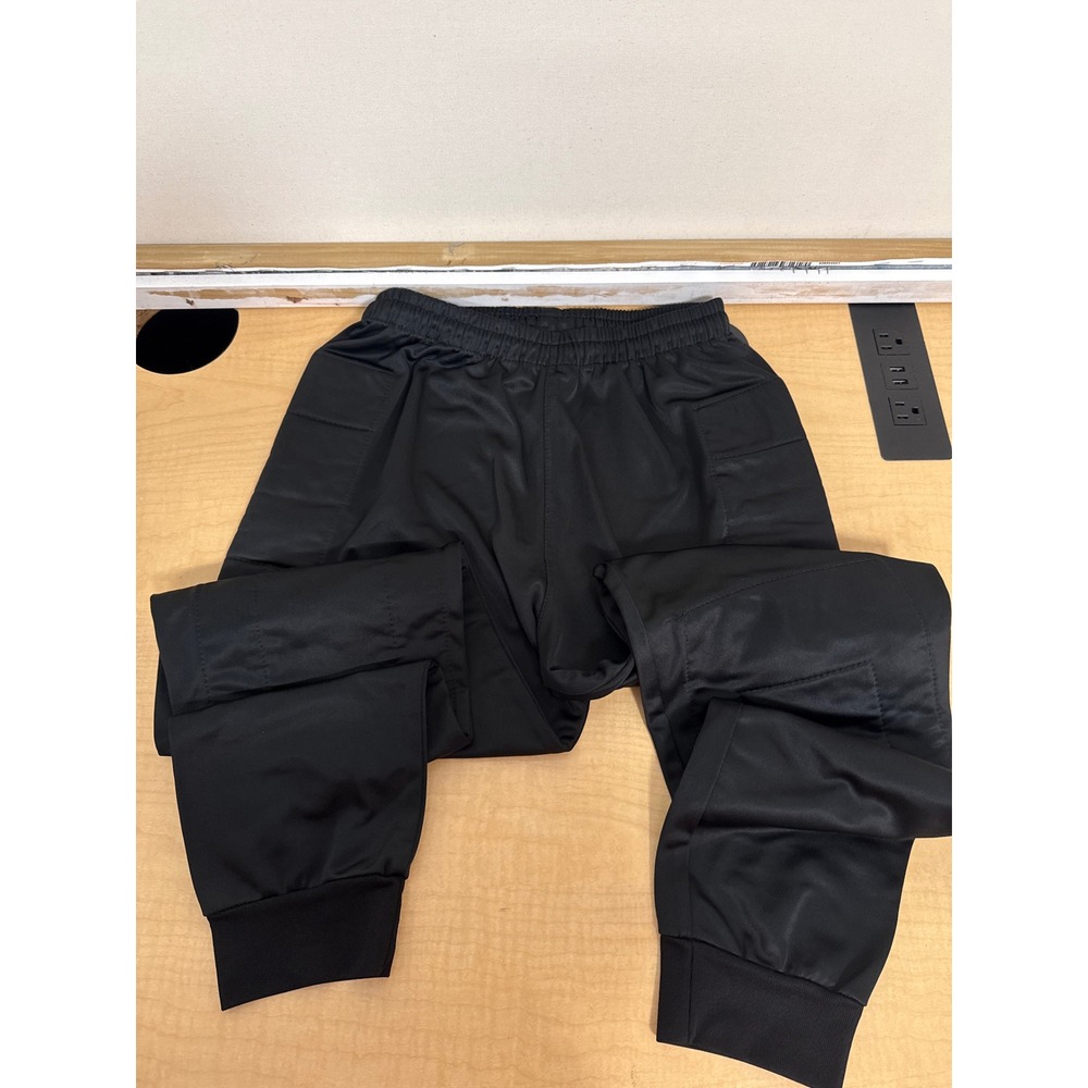 Black Athletic Jogger Pants Mens Size M Elastic Waist Cuffed Track Sweatpants